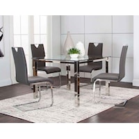 Glass Top Table and 4 Side Chair Set