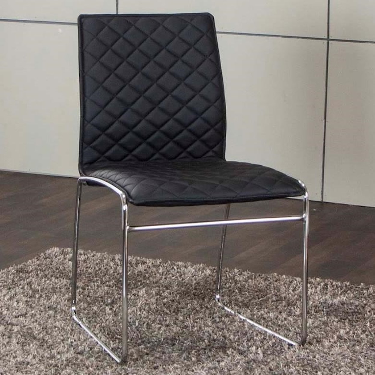 Cramco, Inc Regal Black Polyurethane/Chrome Side Chair