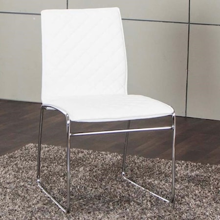 White Polyurethane/Chrome Side Chair