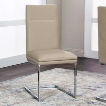 Khaki Polyurethane/Chrome Side Chair