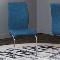 Blue Tweed Side Chair with Cantilever Chrome Base