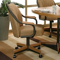 Espresso Harvest Chenille Upholstered Dining Arm Chair with Tilt-Swivel Base