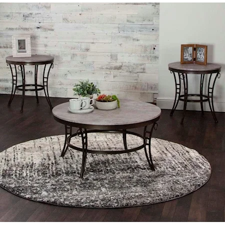 3-Piece Gray Textured Multitone Table Set