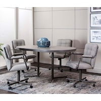 5-Piece Dining Set with Swivel-Tilt Caster Chairs