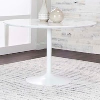 Round Faux Marble Top Dining Table
