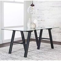 Contemporary Glass Top Dining Table with Black Steel Base