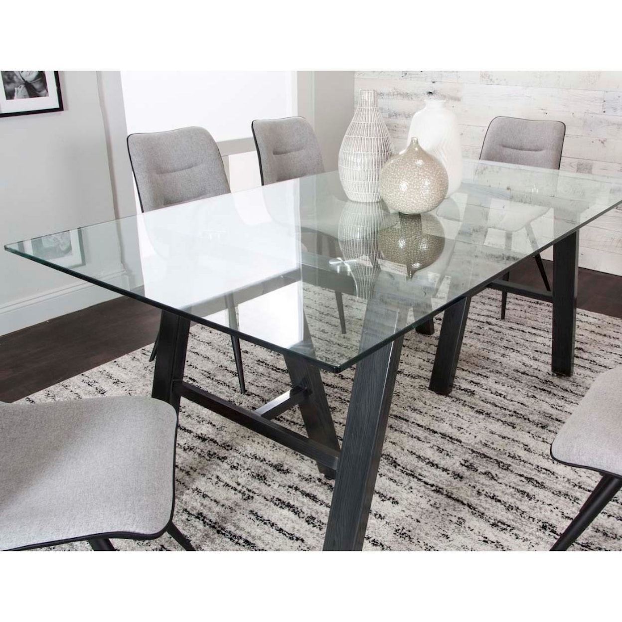Cramco, Inc Tripoli Glass Top Dining Table with Black Steel Base