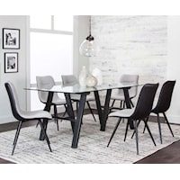 Contemporary 7-Piece Dining Set with Glass Top Dining Table