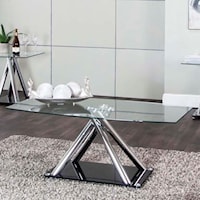 Contemporary Rectangular Chrome/Tempered Glass Cocktail Table