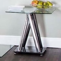 Contemporary Square Chrome/Tempered Glass End Table