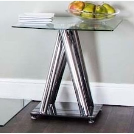 Square Chrome/Tempered Glass End Table