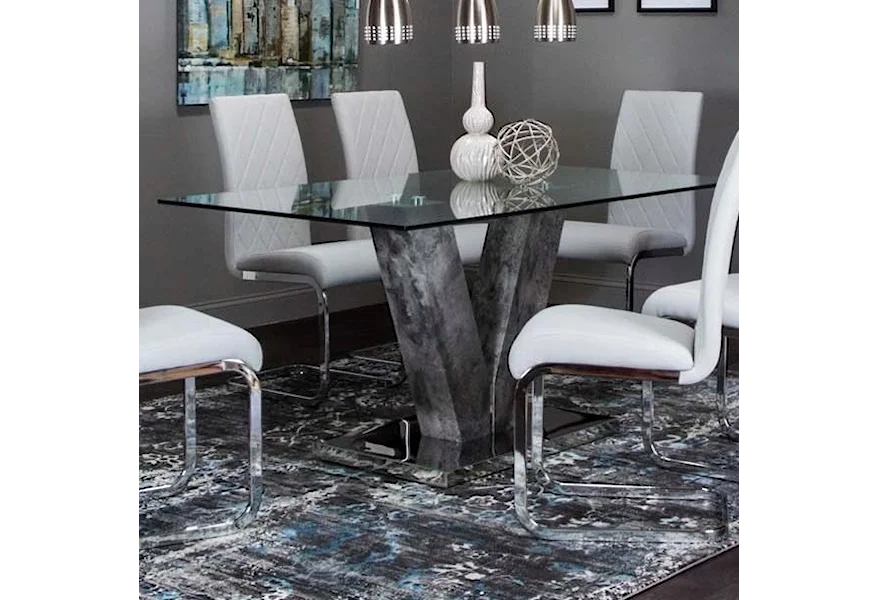 Veneto 63" Glass Top Dining Table by Cramco, Inc at Value City Furniture
