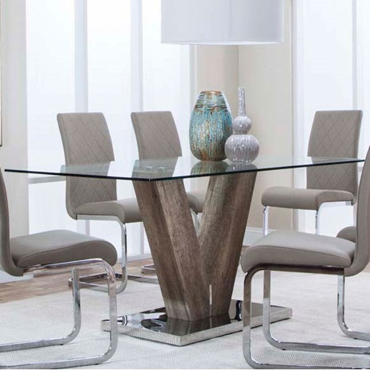 Cramco, Inc Veneto 63" Glass Top Dining Table
