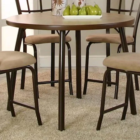 Round Beige Linen Laminate Counter Table