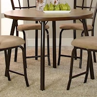 Round Beige Linen Laminate Counter Height Table