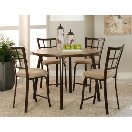 Round Beige Linen Laminate Counter Table