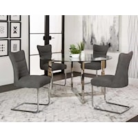 5-Piece Dining Set with Round Table and 4 Dining Chairs in Slate