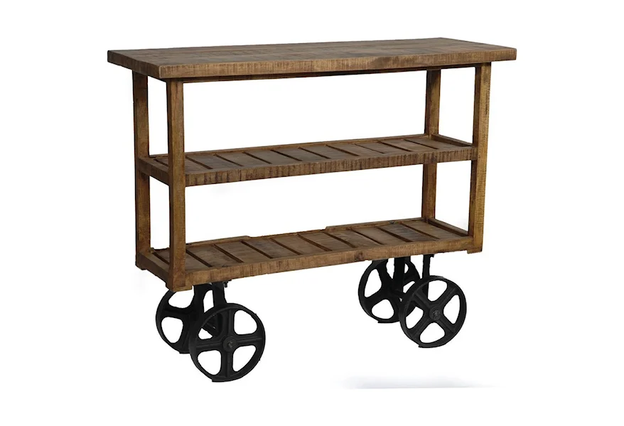 Accent Furniture Bengal Manor Mango Wood Industrial Cart by Crestview Collection at Factory Direct Furniture