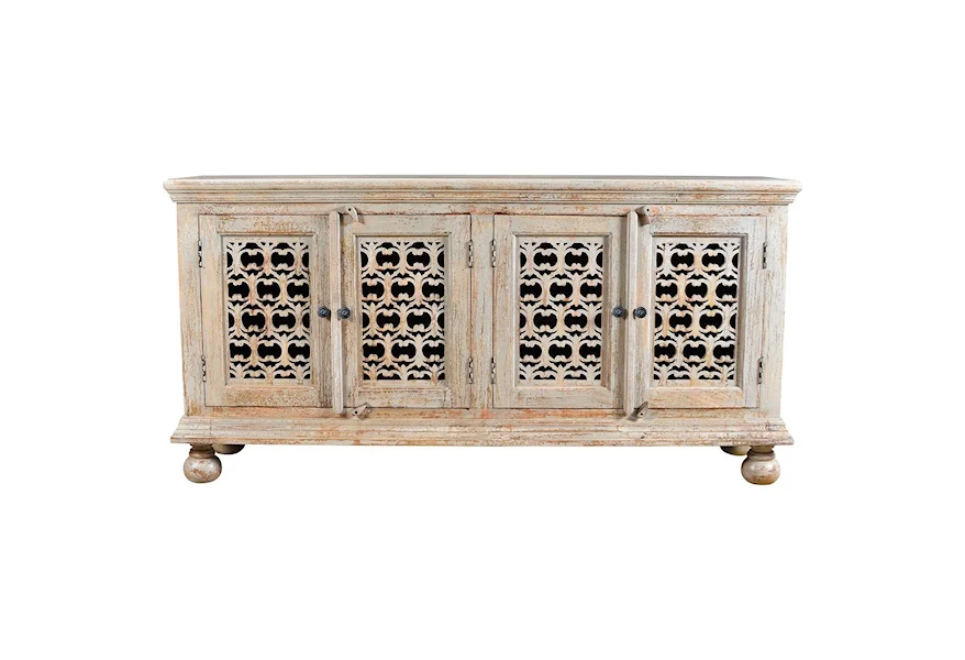 Accent Furniture Bengal Manor Mango Wood Aged Ash 4 Door Carv by Crestview Collection at Factory Direct Furniture