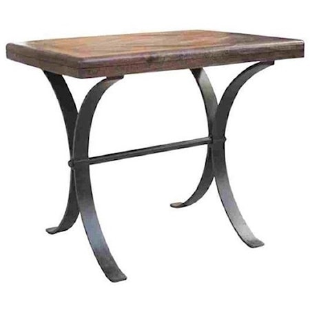 Bengal Manor Iron and Acacia Wood Diamond Patterned Rectangle End Table 