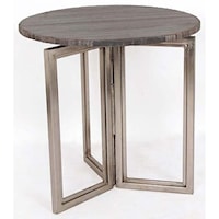 Bengal Manor Solid Iron Accent Table in Nickel Finish w/ Rough Grey Marble Top