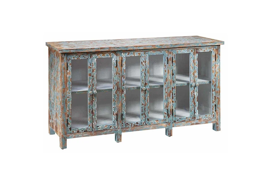 Accent Furniture Dawson Creek Weathered Oak And Cyan 6 Door S by Crestview Collection at Factory Direct Furniture