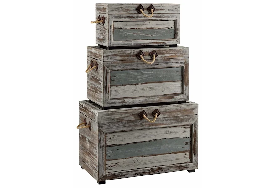 Accent Furniture Nantucket Weathered Wood Trunks by Crestview Collection at Factory Direct Furniture