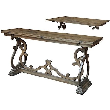 Monticello Shaped Leg Flip Out Sofa Table