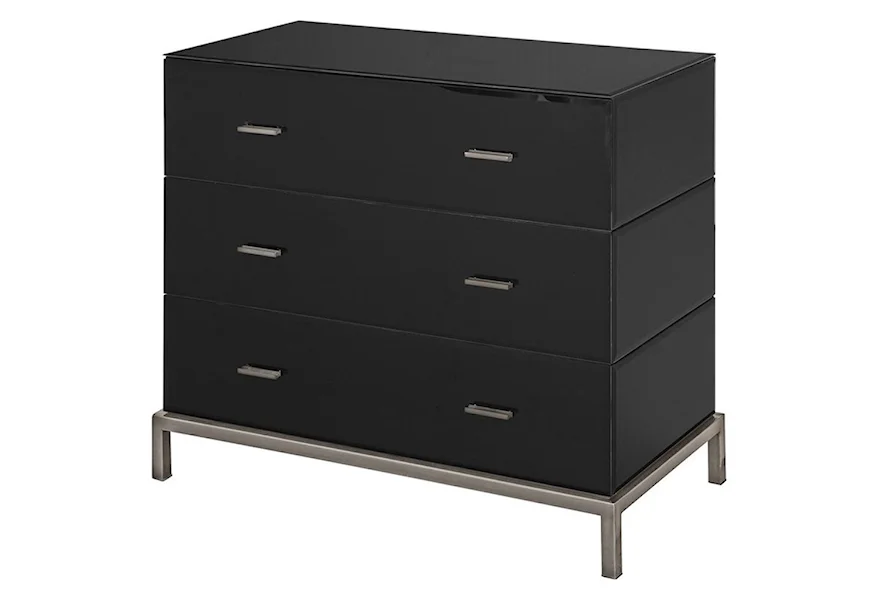 Accent Furniture Mercury Black Glass And Antique Brass 3 Draw by Crestview Collection at Factory Direct Furniture