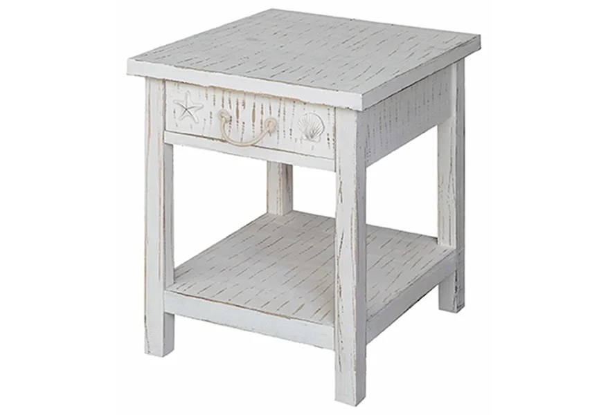 Accent Furniture Seaside White Coastal End Table by Crestview Collection at Factory Direct Furniture