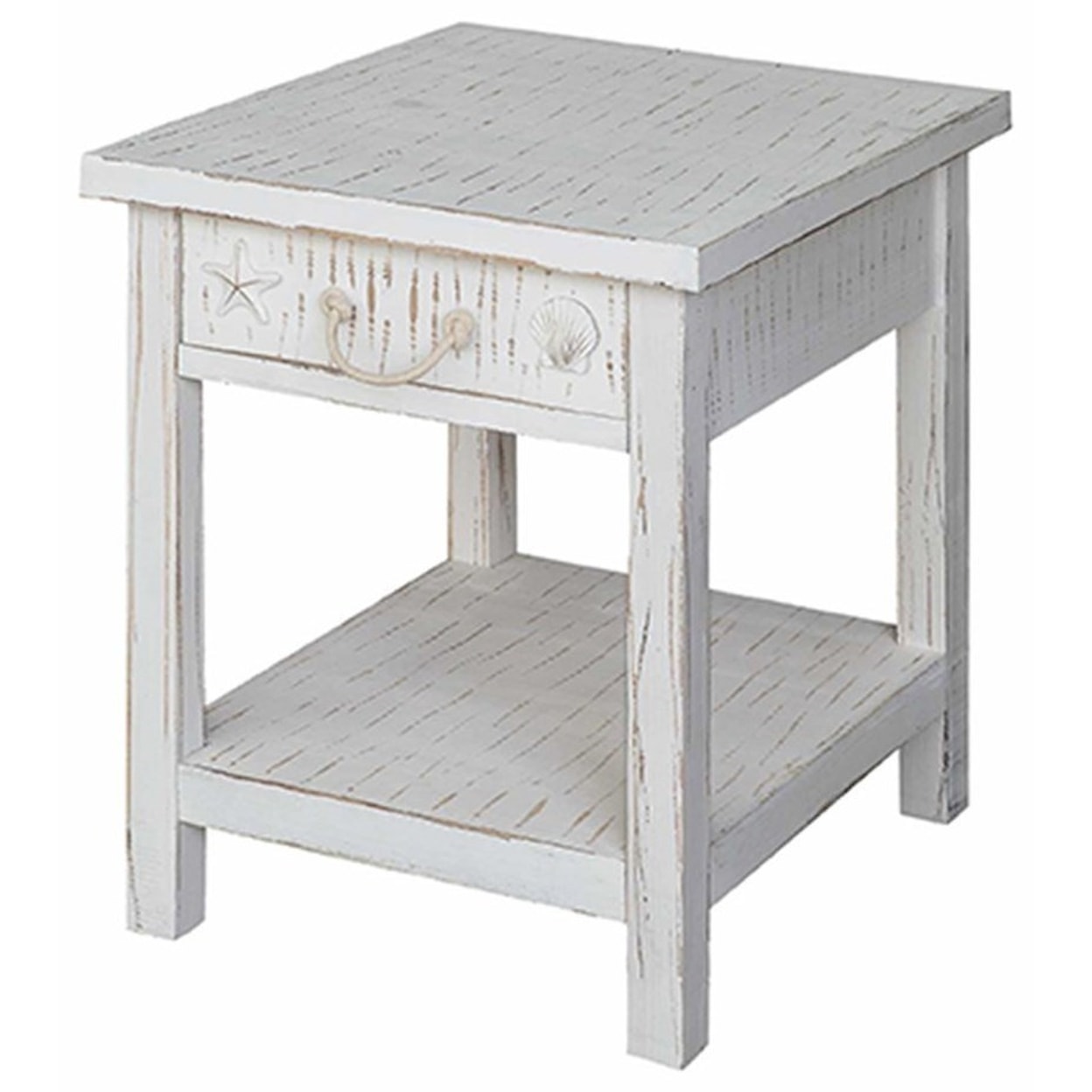 Crestview Collection Accent Furniture Seaside White Coastal End Table