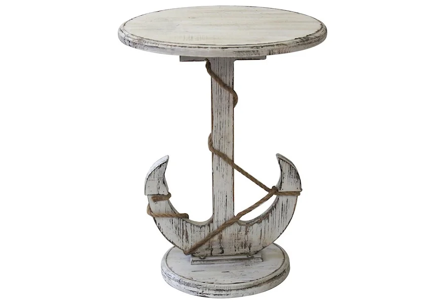 Accent Furniture Harbor Distressed White Anchor Table by Crestview Collection at Factory Direct Furniture