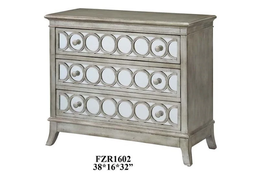 Accent Furniture Beverly Gold Leaf Mirrored Circle 3 Drawer C by Crestview Collection at Factory Direct Furniture