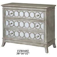 Beverly Gold Leaf Mirrored Circle 3 Drawer Chest