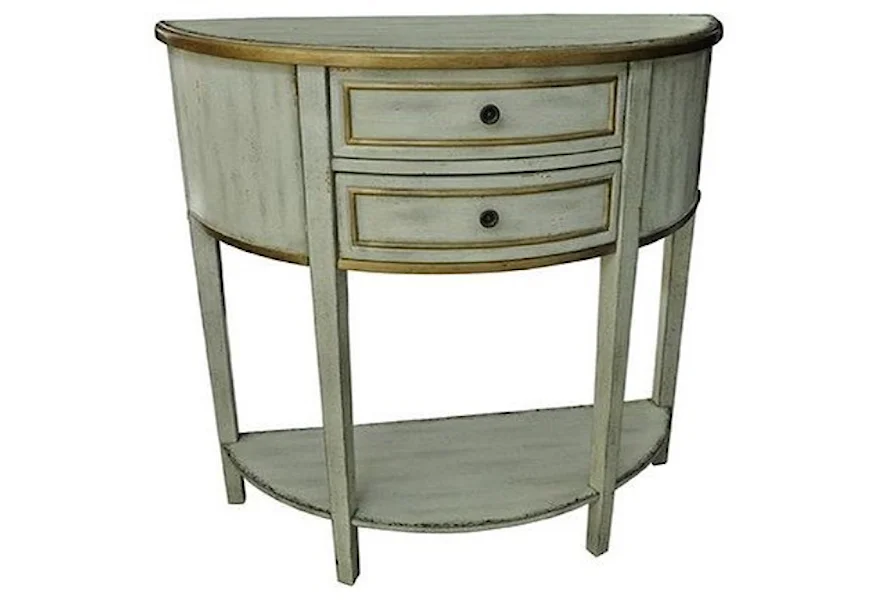 Accent Furniture Livingston Textured 2 Drawer Demilune Consol by Crestview Collection at Factory Direct Furniture