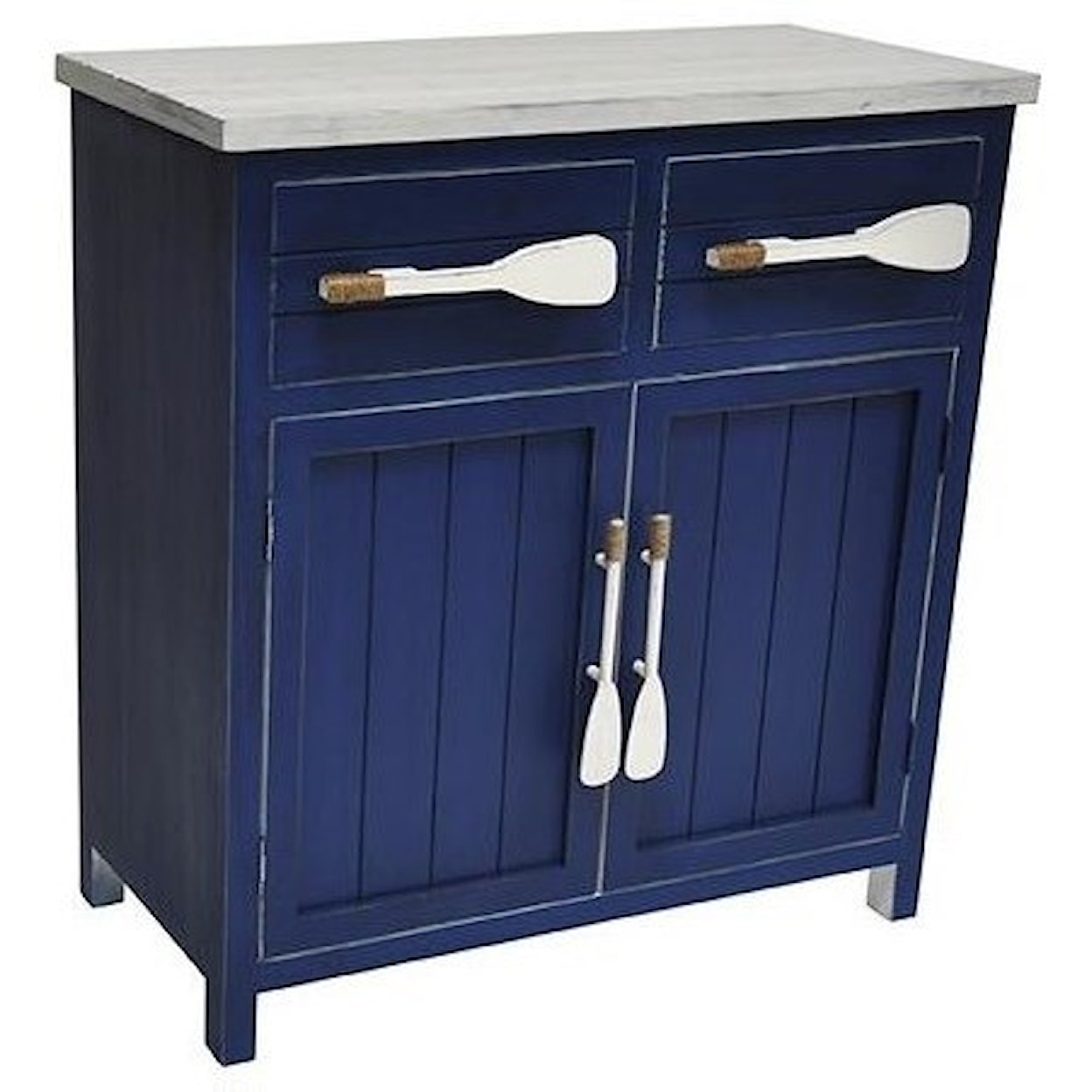 Crestview Collection Accent Furniture Cape May Azure Blue and White Paddle Cabinet