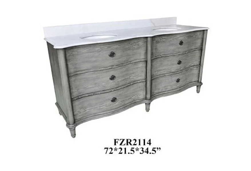 Accent Furniture Curved 4 Drawer Double Vanity Sink by Crestview Collection at Factory Direct Furniture
