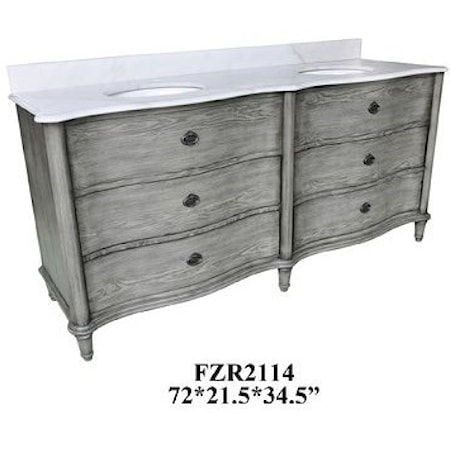 Curved 4 Drawer Double Vanity Sink