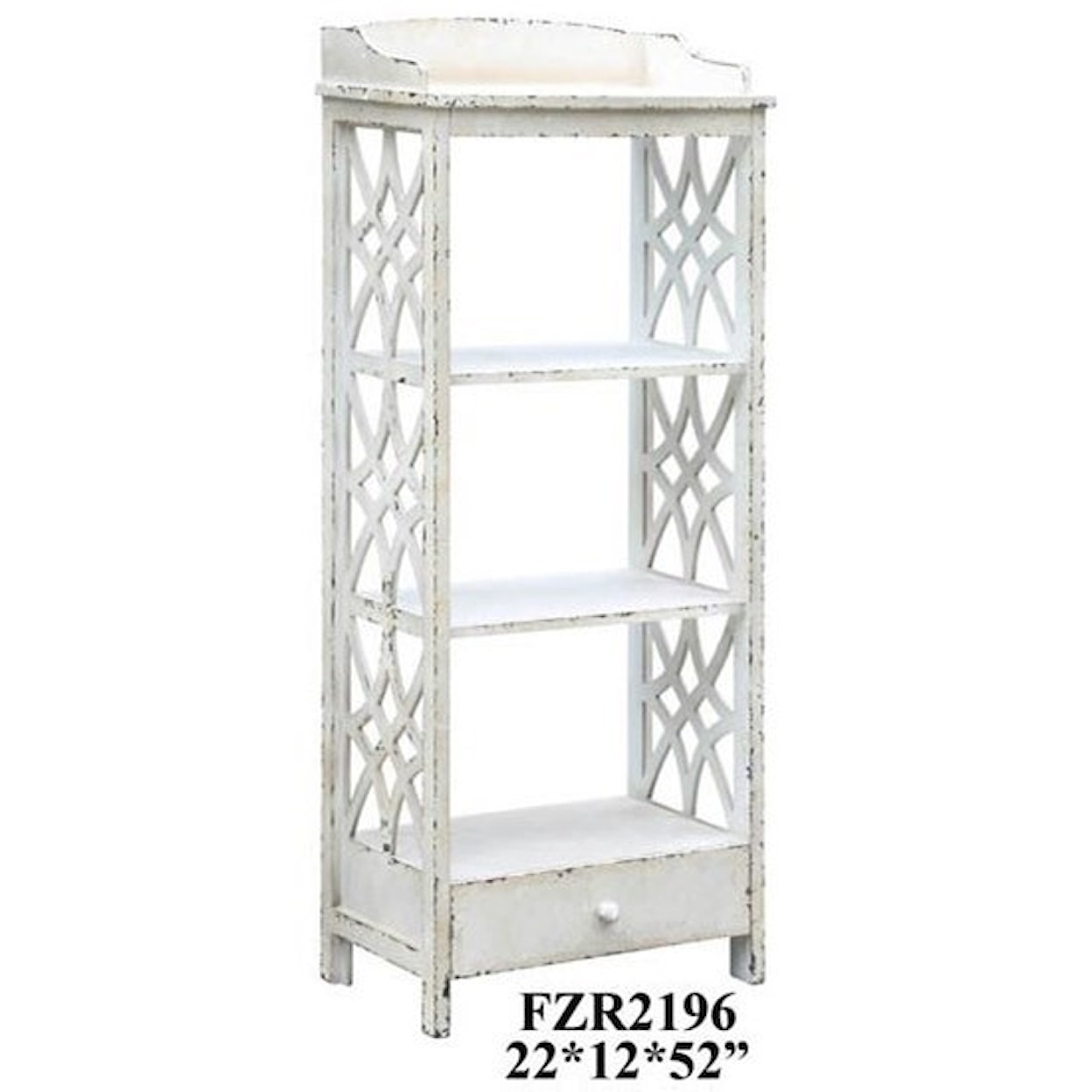 Crestview Collection Accent Furniture Magnolia 1 Drawer Distressed White Etagere