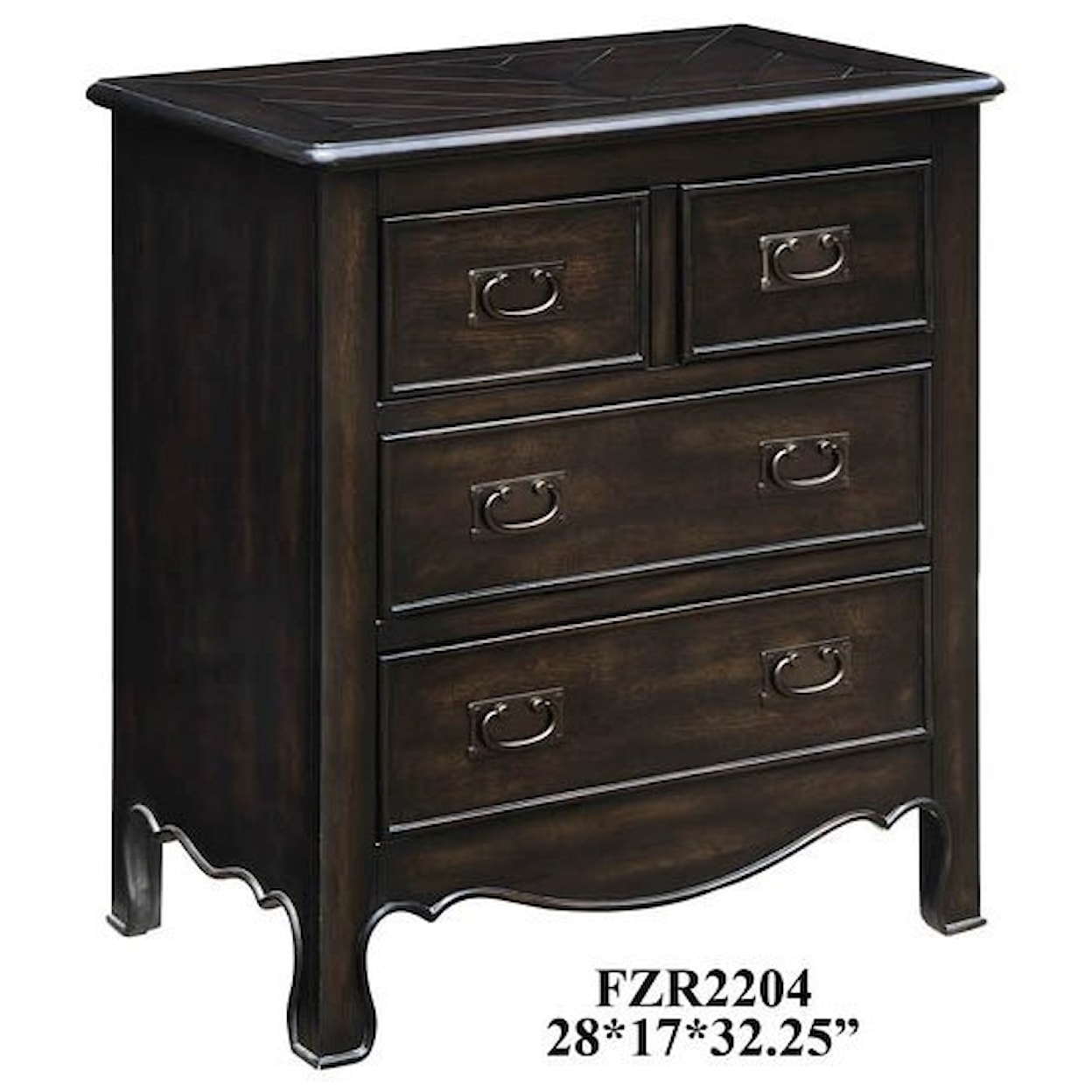 Crestview Collection Accent Furniture Woodbridge 4 Drawer Dark Oak Chest