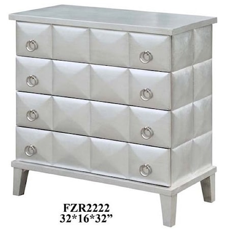SoHo 4 Drawer Pyramid Front Silver Leaf Ches