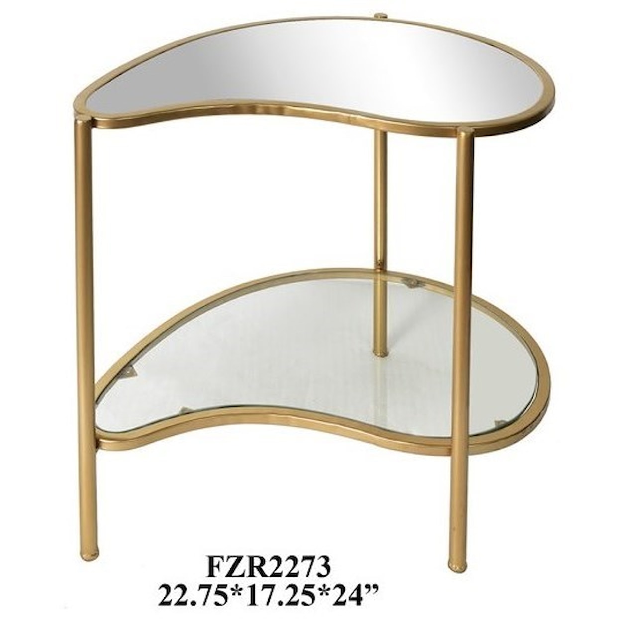 Crestview Collection Accent Furniture Athena Gold Kidney Shaped Accent Table