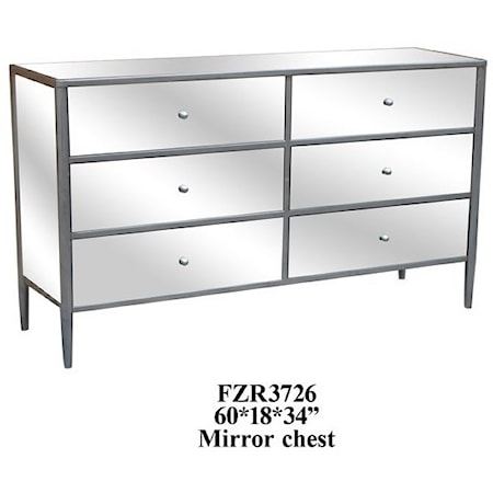 Hollywood Nickel and Mirror 6 Drawer Chest