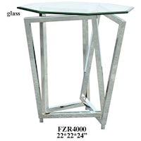 Bentley Overlapping Chrome Leg Accent Table w/ Beveled Mirror Top
