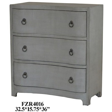 3 Curved Drawer Grey Linen Chest