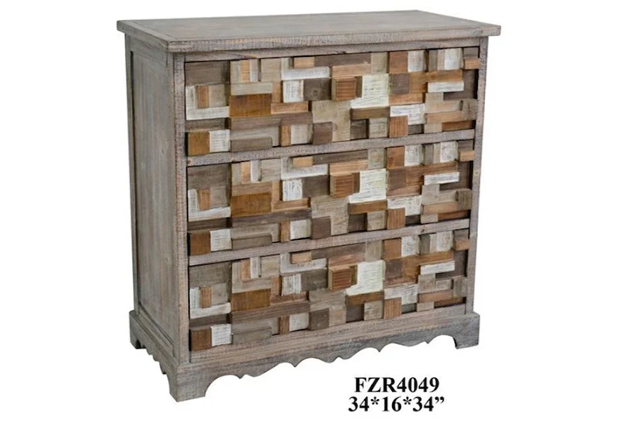 Accent Furniture 3 Drawer Raised Block Chest by Crestview Collection at Factory Direct Furniture