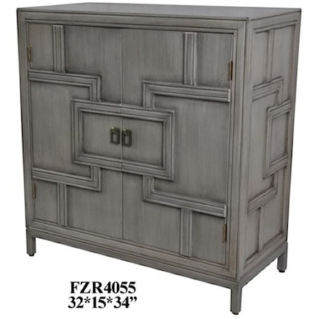 2 Door Geometric Design Grey Cabinet 
