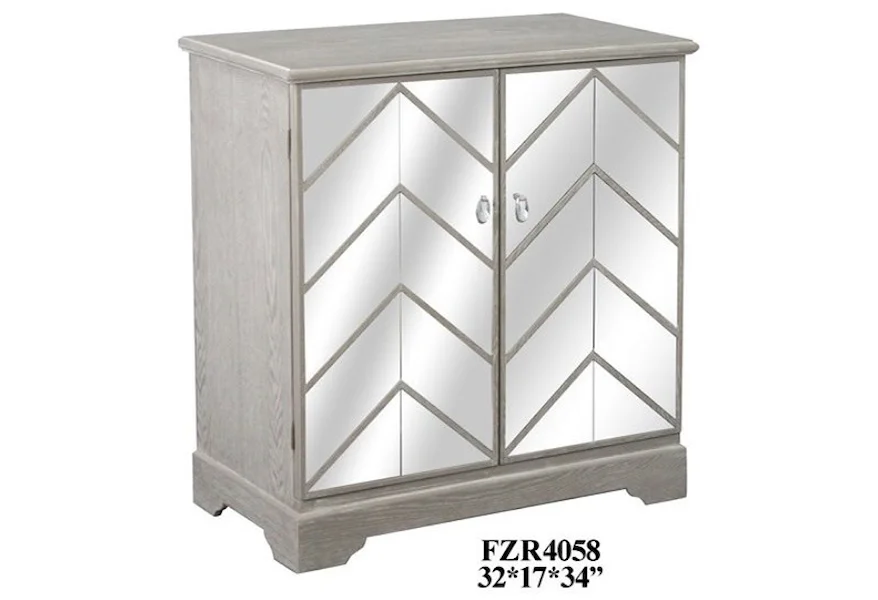 Accent Furniture Chevron Mirror and Wood Cabinet by Crestview Collection at Factory Direct Furniture
