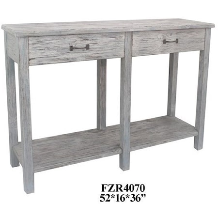Distressed Wood 2 Drawer Console