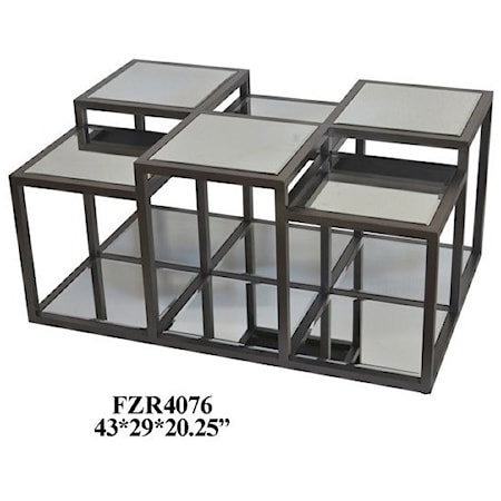 Park Avenue Multi-Level Metal and Mirror Cocktail Table